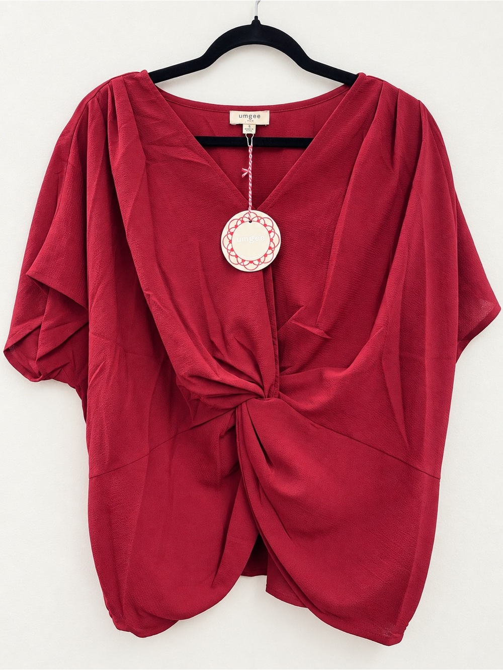 Umgee Crimson Twist-Front Blouse